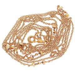 Antique Long French 19th Century Gold Chain