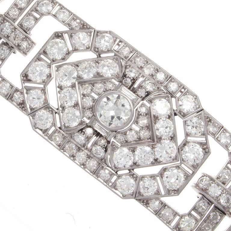 Art Deco Diamond Platinum Bracelet In Excellent Condition In Beverly Hills, CA