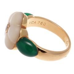 Van Cleef & Arpels Coral Mother-of-Pearl Diamond Gold Ring