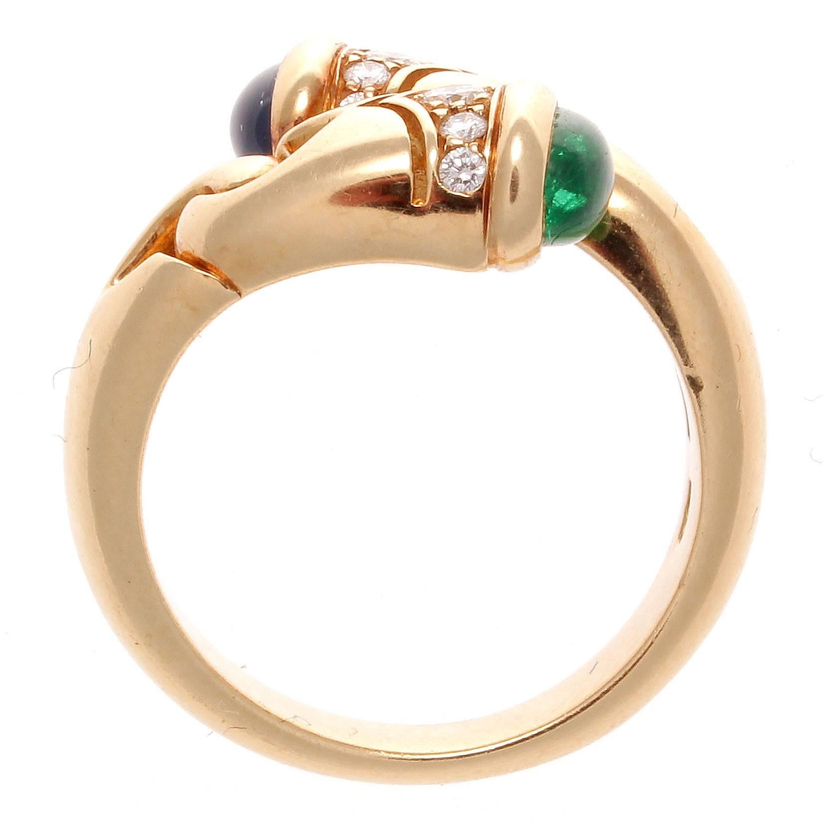 Bulgari Gemstone Bypass Ring In Excellent Condition In Beverly Hills, CA