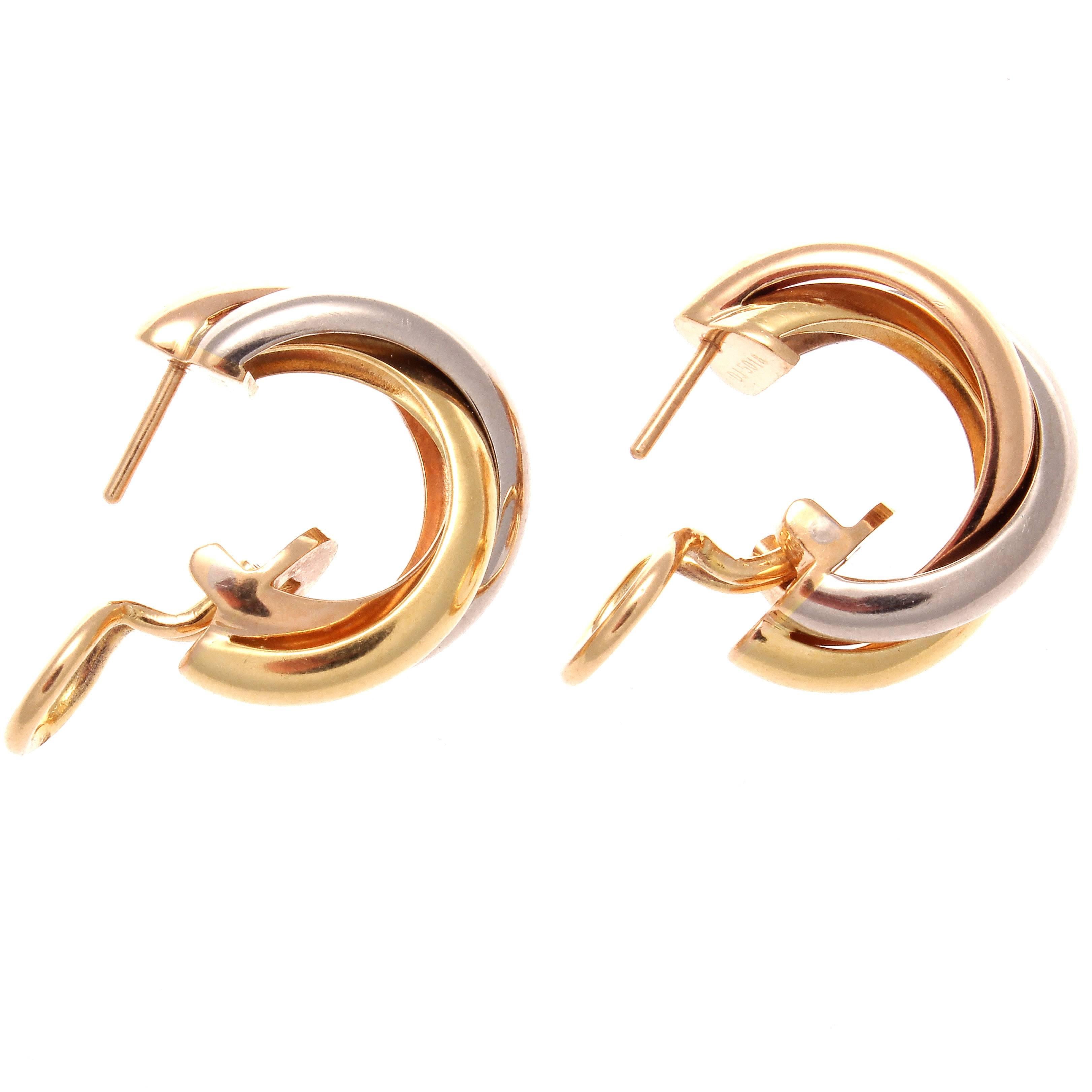 Cartier Trinity Gold Earrings In Excellent Condition In Beverly Hills, CA