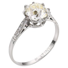 Art Deco GIA 2.23 carat old mine cut diamond platinum engagement ring