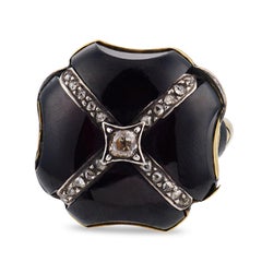Victorian garnet diamond 14k yellow gold ring