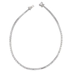 Mid Century 10.00 carat baguette cut diamond platinum necklace