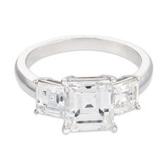 Mid Century GIA 2.05 step cut diamond platinum engagement ring