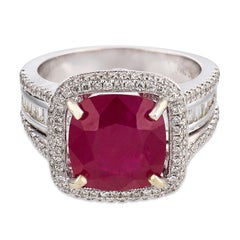 Contemporary 5.00 carat ruby diamond 18k white gold ring