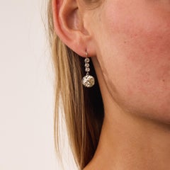 Edwardian GIA 5.67 carat old mine cut diamond platinum drop earrings