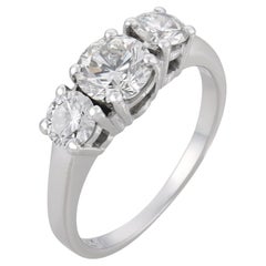 Vintage GIA diamond 18k white gold three stone engagement ring