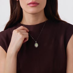 Vintage 5.71 carat opal diamond platinum pendant necklace