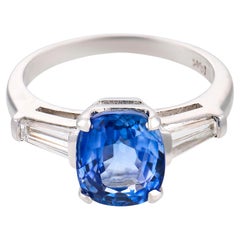Mid Century 2.63 carat sapphire diamond 14k white gold ring