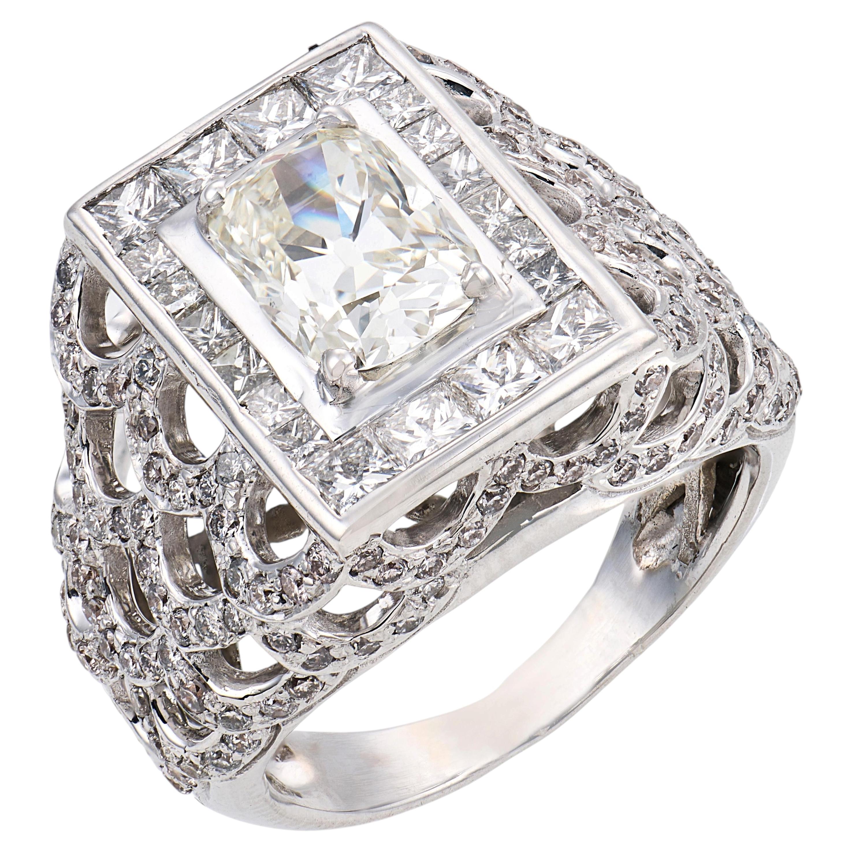 Vintage GIA 1.12 carat diamond 18k white gold ring