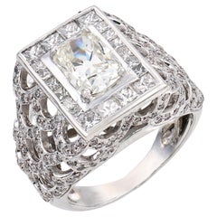 Anello vintage in oro bianco 18 carati con diamante GIA da 1,12 carati