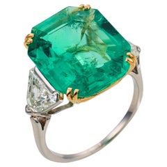 French Mid Century AGL 8.72 carat Colombian emerald diamond ring