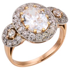 Bague en or rose 18 carats et platine, sertie d'un diamant GIA de 2,01 carats, couleur D, sans défaut