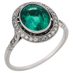 Anello in platino con diamante smeraldo da 2.10 carati in stile Art Deco GIA