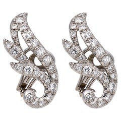 Mid Century 1.90 carat diamond 16k white gold earrings