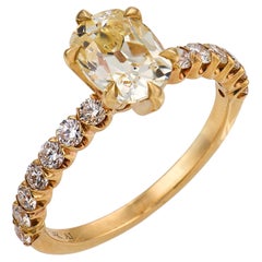 Vintage GIA 1.41 carat diamond 14k yellow gold engagement ring
