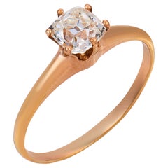 Victorian GIA diamond 10k rose gold solitaire ring