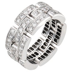 Cartier French Maillon Panthère triple row diamond 18k white gold ring
