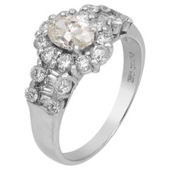 Vintage Platinum Ring with 0.77ct Oval Cut Diamond, 20th Century