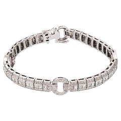 Art Deco 4.00 carat diamond 18k white gold bracelet
