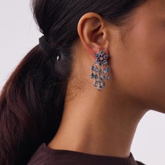 Vintage aquamarine diamond platinum chandelier drop earrings