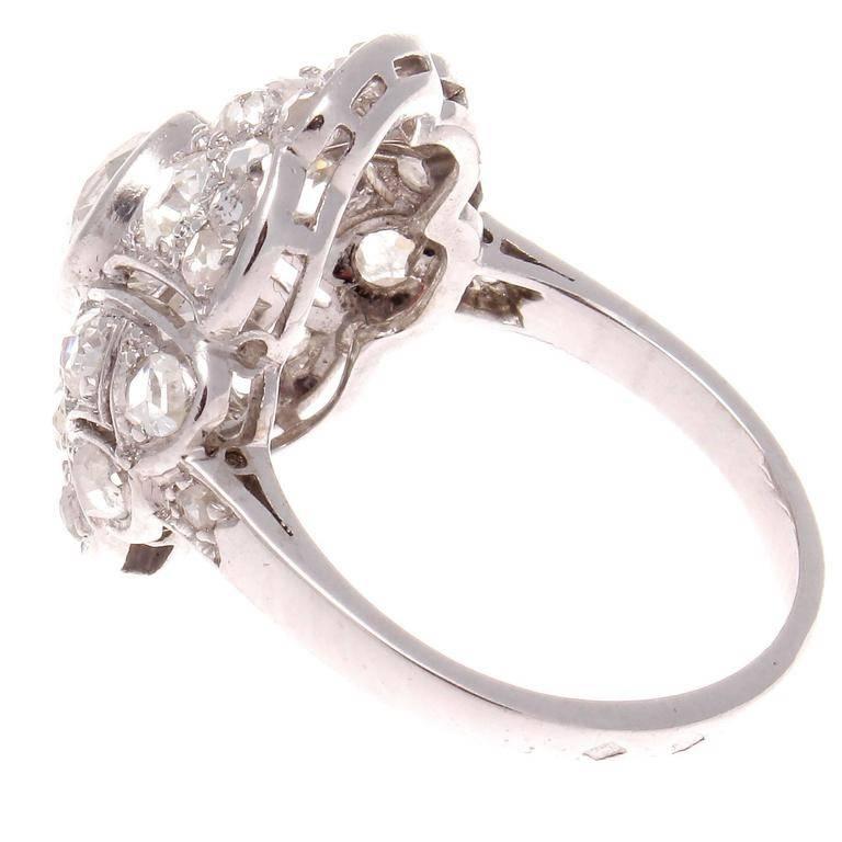 Old European Cut French Art Deco Diamond Platinum Ring