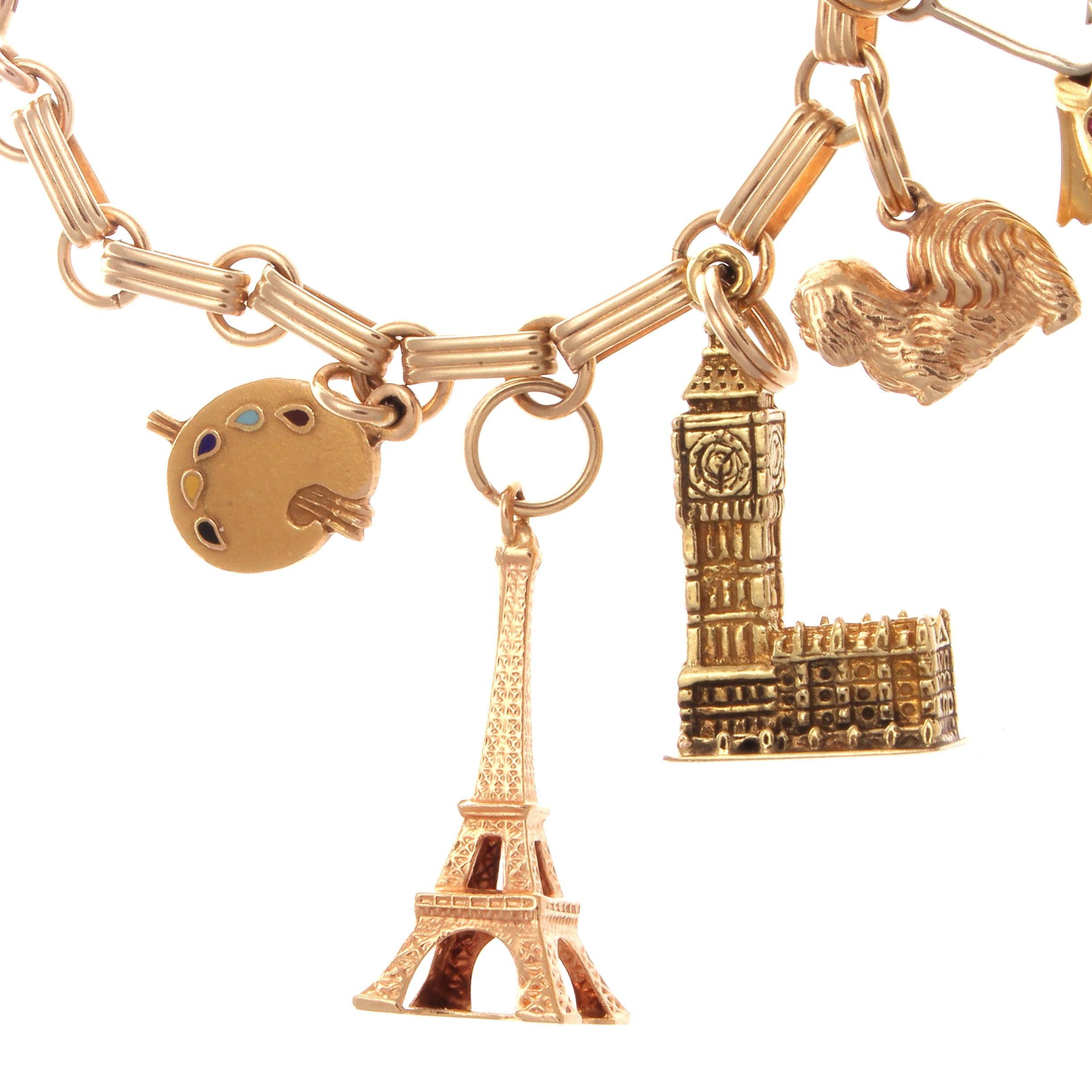 Women's European Theme Gold Charm Bracelet