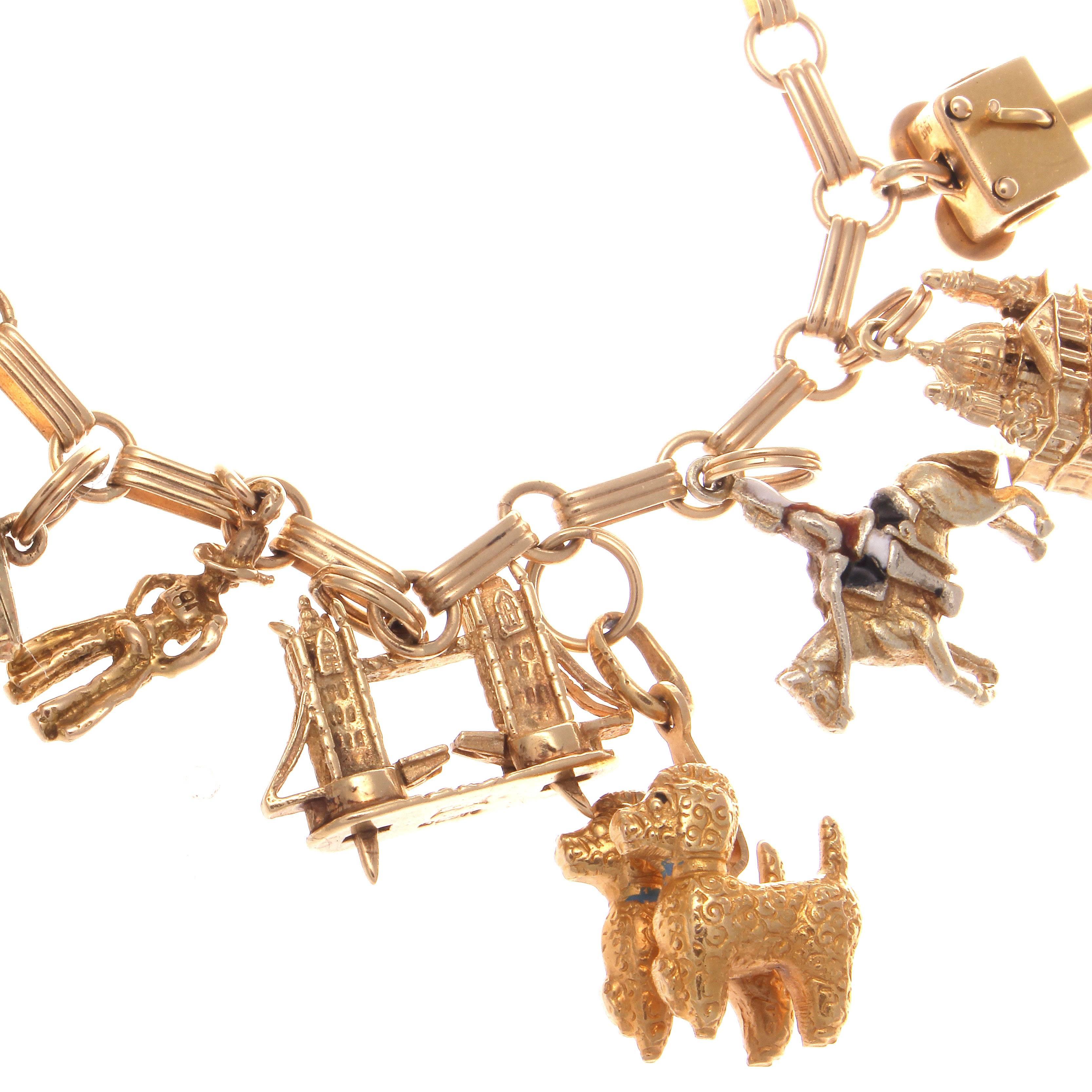 European Theme Gold Charm Bracelet 1