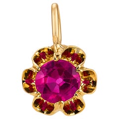 Victorian ruby 18k yellow gold pendant