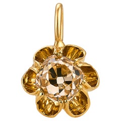 Victorian old mine cut cut diamond 18k yellow gold pendant
