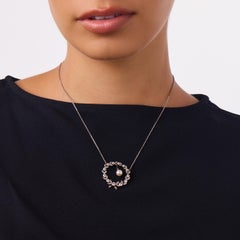 Edwardian diamond pearl platinum wreath necklace