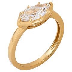 GIA 0.79 carat marquise cut diamond 18k yellow gold ring