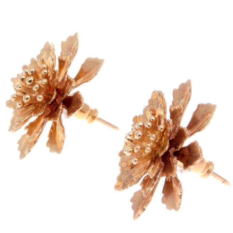 Flower Bouquet Gold Earrings at 1stDibs