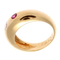 Cartier Diamond Ruby Gold Ring