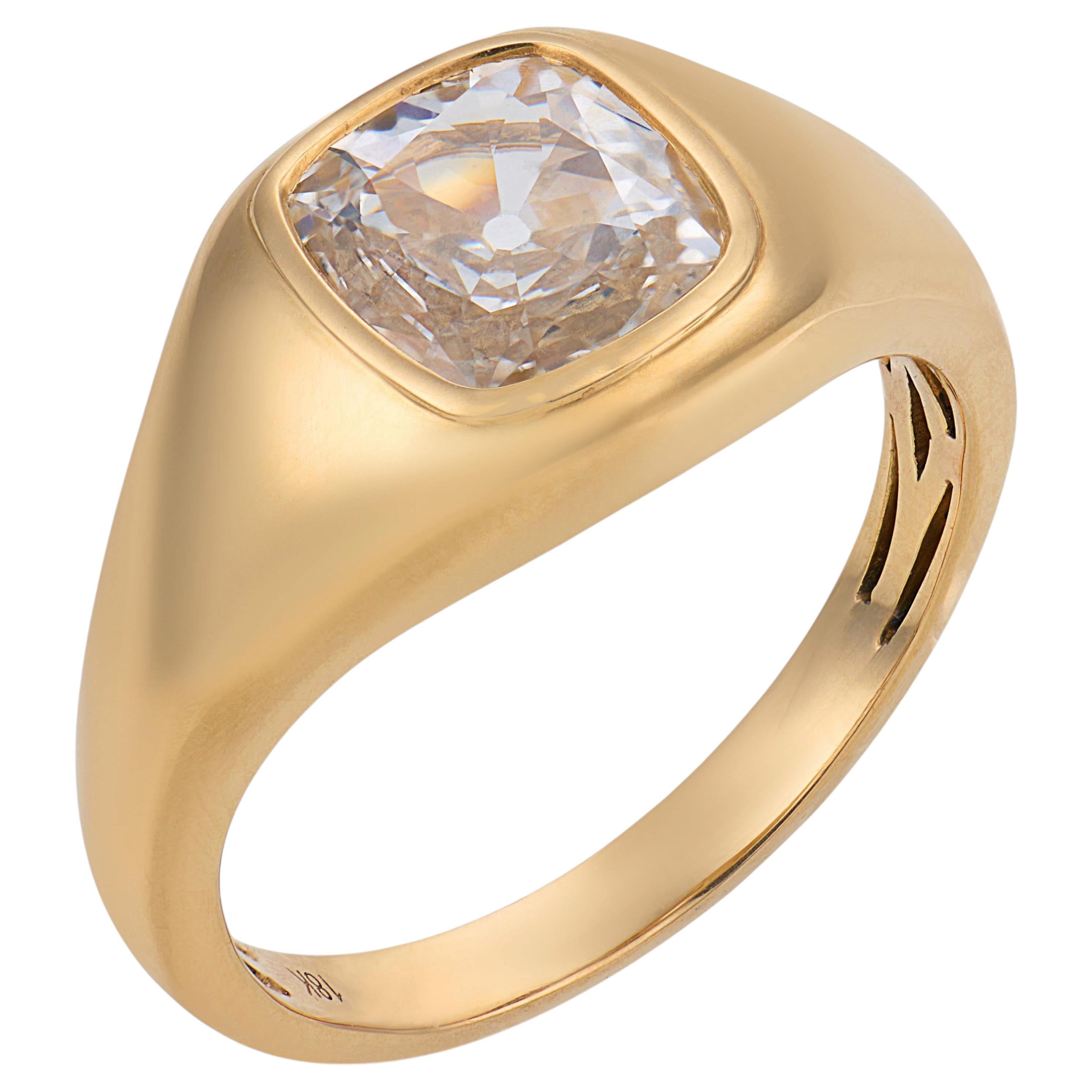 GIA 1.12 carat diamond 18k yellow gold bezel set ring