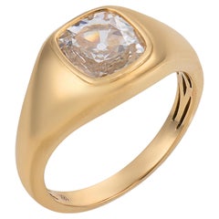 GIA 1.12 carat diamond 18k yellow gold bezel set ring