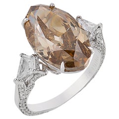 Lugano GIA 7.53 cart fancy color diamond 18k white gold ring