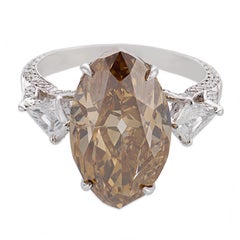 Lugano GIA 7.53 cart fancy color diamond 18k white gold ring
