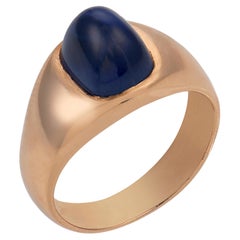 Mid Century GIA 4.70 carat no heat sapphire 14k rose gold ring