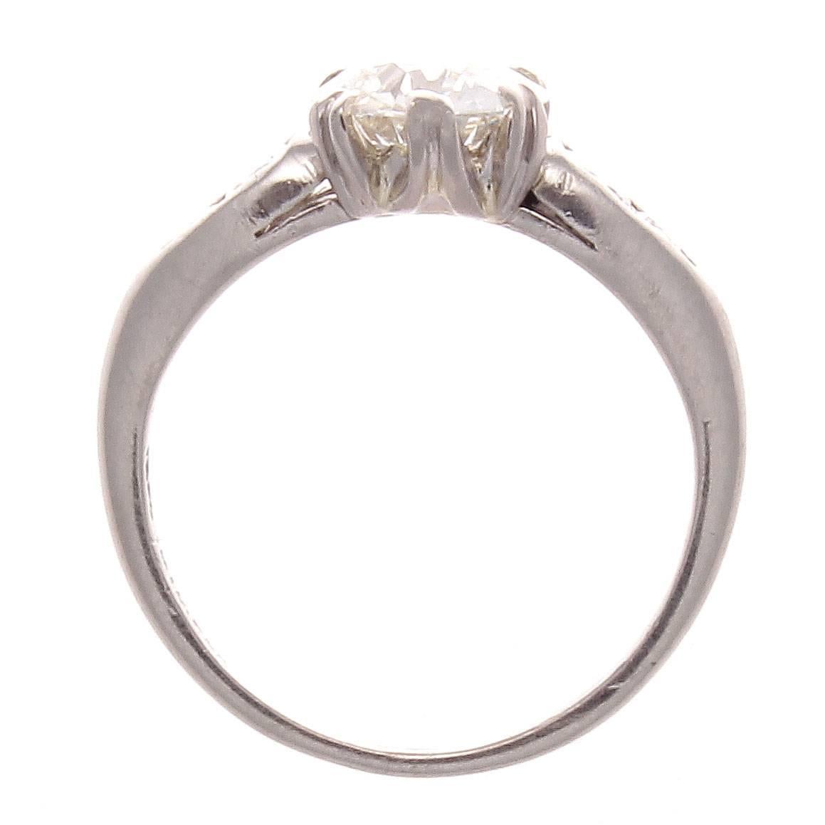Old European Cut 1.12 Carat Diamond Platinum Engagement Ring