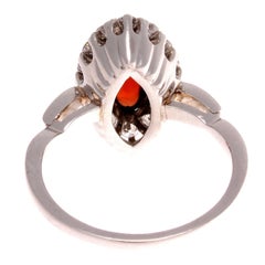 Garnet Diamond Platinum Ring