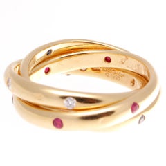 Cartier Ruby Sapphire Diamond Gold Trinity Ring