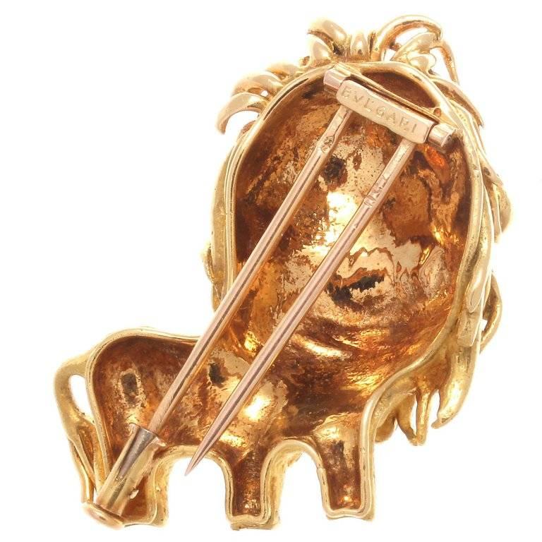 The king of the jungle portrayed by one of the most storied jewelry houses, Bulgari. Playful design with intricate work. Designed in 18k yellow gold.