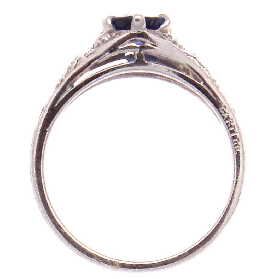 Cartier Sapphire Diamond Platinum Ring In Excellent Condition In Beverly Hills, CA