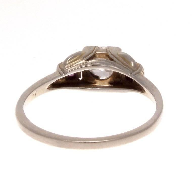Women's Art Deco Diamond Amethyst Gold Engagement Ring