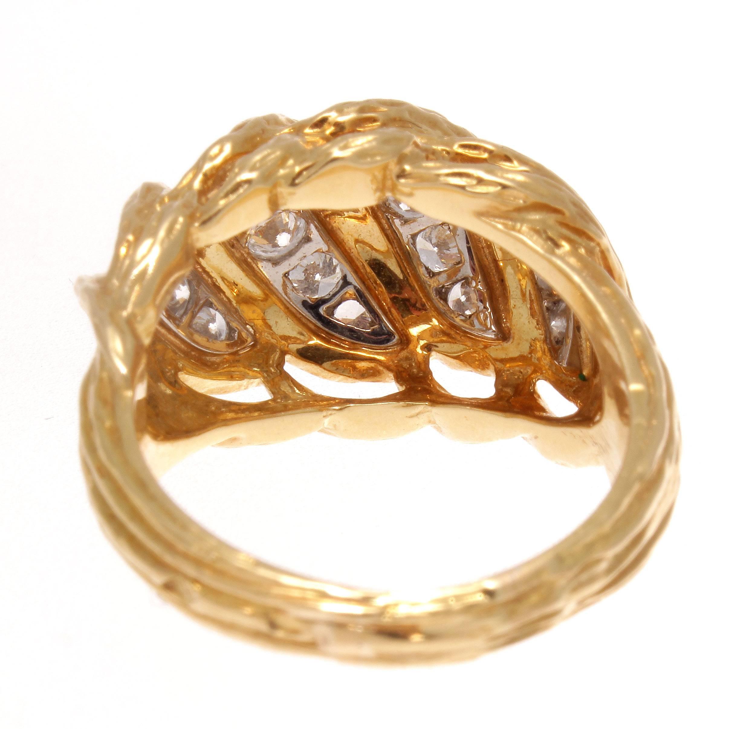 1960s Van Cleef & Arpels Diamond Gold Dome Ring 1