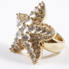 Pomellato Moonstone White Topaz Gold Starfish Ring