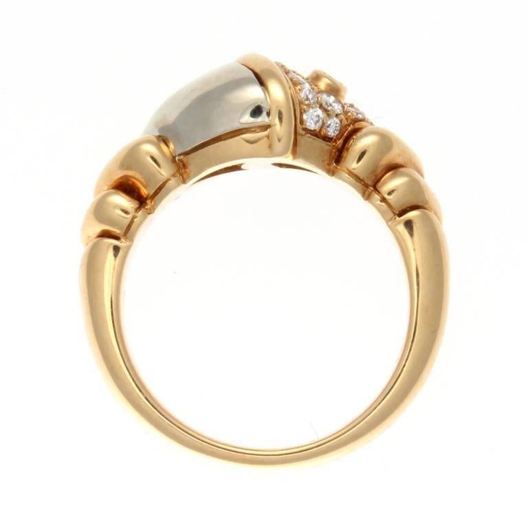 Modern Bulgari Diamond Ruby Gold Ring