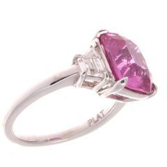 GIA 5.09 Carat Electrifying Pink Sapphire Diamond Platinum Ring